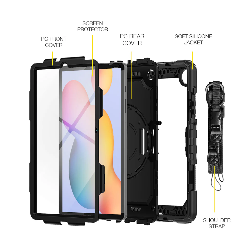 GEN-SS-P610 | Samsung Galaxy Tab S6 Lite SM-P620 P625 (2024) / SM-P613 P619 (2022) / SM-P610 P615 (2020) | Rainproof military grade rugged case with hand strap and kick-stand - Image 10