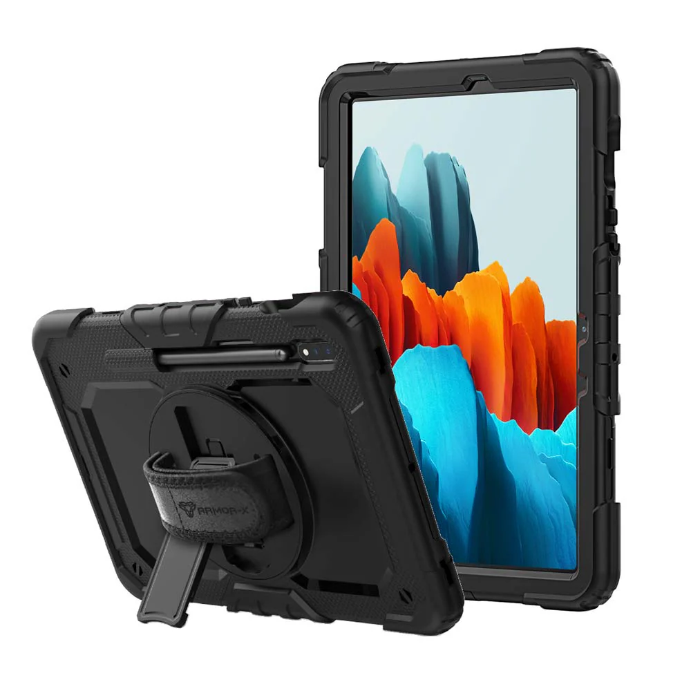 GEN-SS-S7 | Samsung Galaxy Tab S7 SM-T870 / SM-T875 / SM-T876B | Rainproof military grade rugged case with hand strap and kick-stand