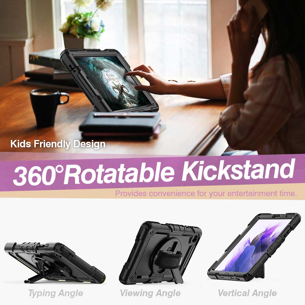 GEN-SS-T225 | Samsung Galaxy Tab A7 Lite SM-T225 / SM-T220 / SM-T225N / SM-T227U | Rainproof military grade rugged case with hand strap and kick-stand - Image 11