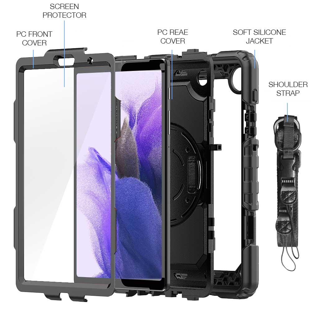 GEN-SS-T225 | Samsung Galaxy Tab A7 Lite SM-T225 / SM-T220 / SM-T225N / SM-T227U | Rainproof military grade rugged case with hand strap and kick-stand - Image 9