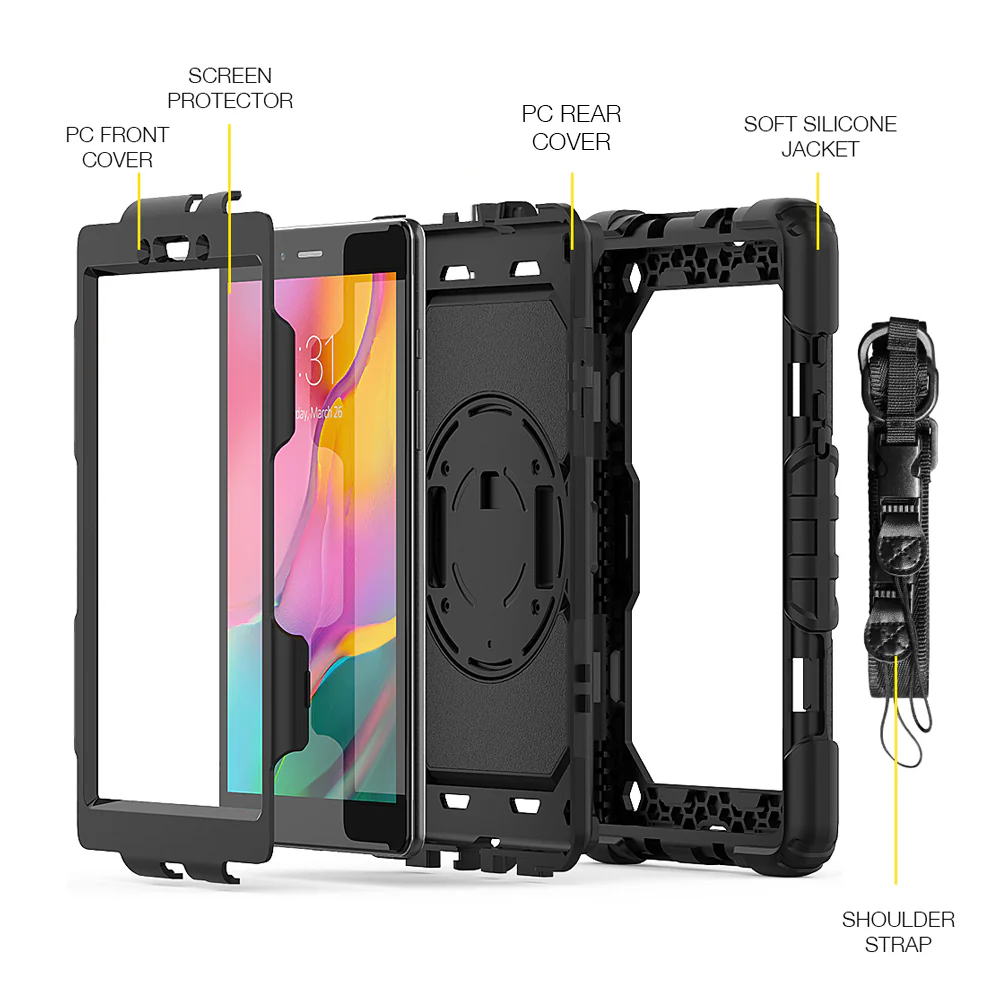 GEN-SS-T290 | Samsung Galaxy Tab A 8.0 (2019) T290 T295 | Rainproof military grade rugged case with hand strap and kick-stand - Image 10