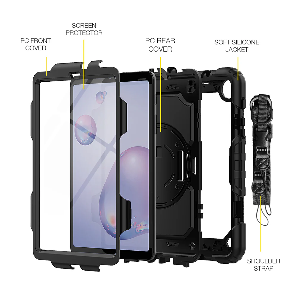 GEN-SS-T307 | Samsung Galaxy Tab A 8.4 (2020) SM-T307 | Rainproof military grade rugged case with hand strap and kick-stand - Image 10