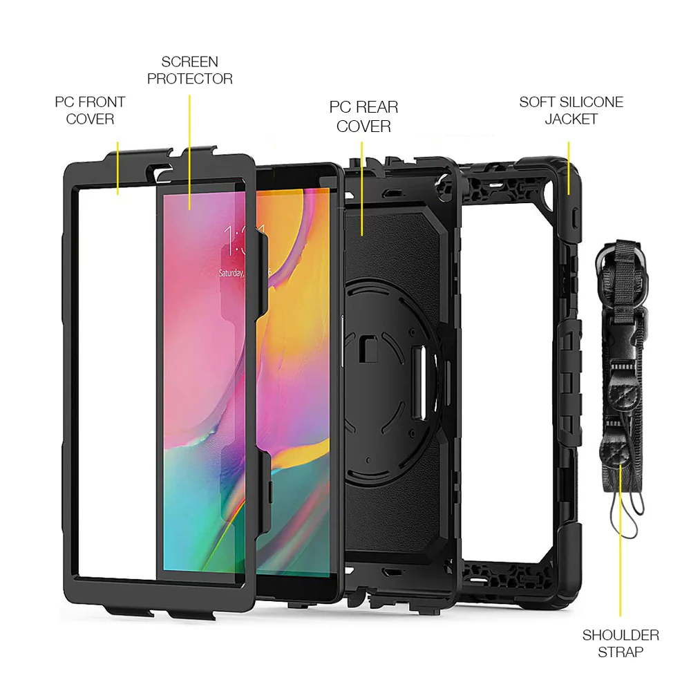 GEN-SS-T515 | Samsung Galaxy Tab A 10.1 (2019) T510 T515 | Rainproof military grade rugged case with hand strap and kick-stand - Image 10