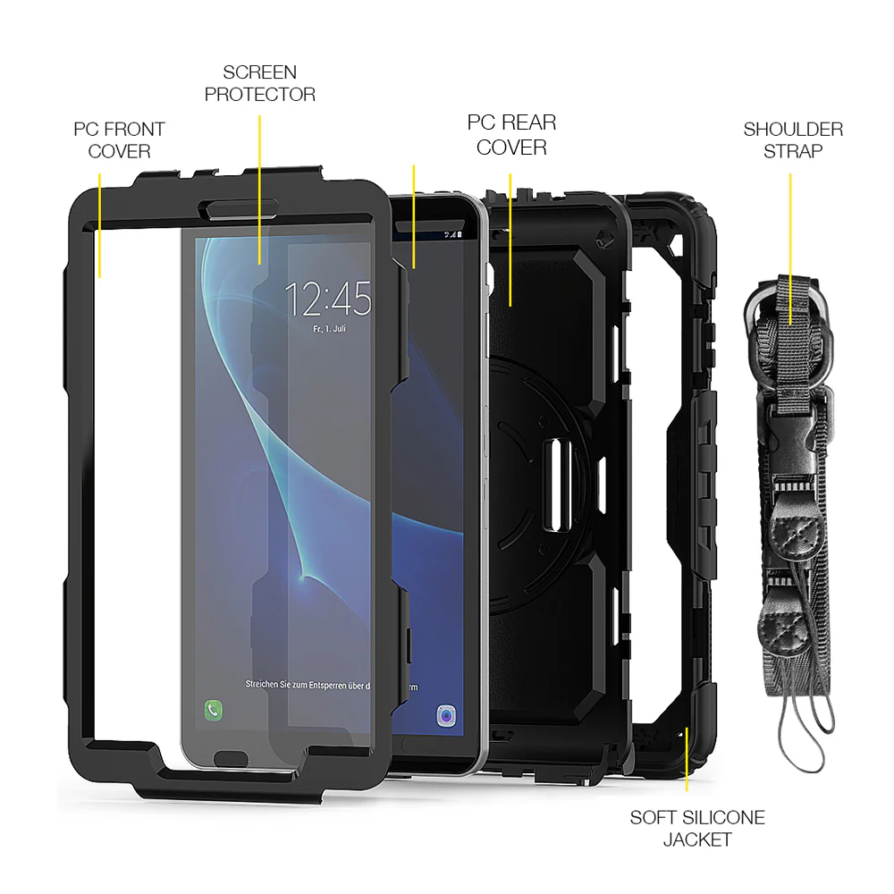 GEN-SS-T580 | Samsung Galaxy Tab A 10.1 (2016) T580 T585 | Rainproof military grade rugged case with hand strap and kick-stand - Image 10