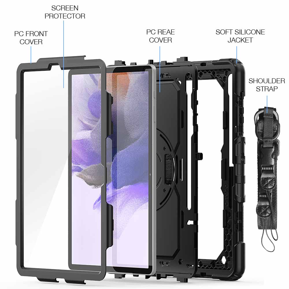 GEN-SS-S7FE | Samsung Galaxy Tab S7 FE SM-T730 / T733 / T736B / T735NZ | Rainproof military grade rugged case with hand strap and kick-stand - Image 9