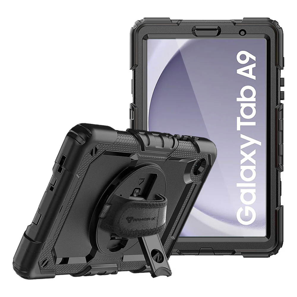 GEN-SS-X110 | Samsung Galaxy Tab A9 ( 8.7" ) SM-X110 / SM-X115 | Rainproof military grade rugged case with hand strap and kick-stand