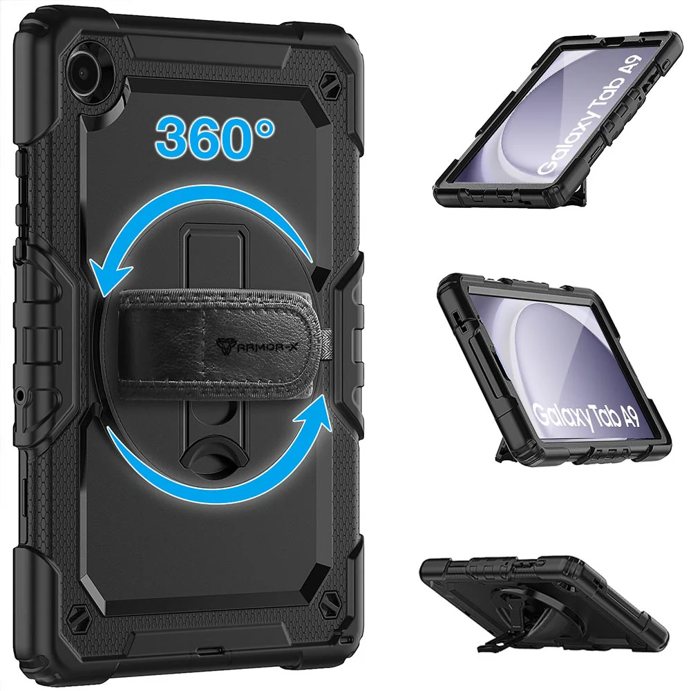 GEN-SS-X110 | Samsung Galaxy Tab A9 ( 8.7" ) SM-X110 / SM-X115 | Rainproof military grade rugged case with hand strap and kick-stand - Image 10