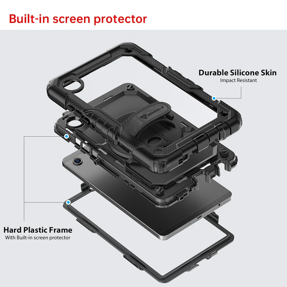 GEN-SS-X135 | Samsung Galaxy Tab A11 ( 8.7" ) SM-X133 / SM-X135 | Rainproof military grade rugged case with hand strap and kick-stand - Image 8