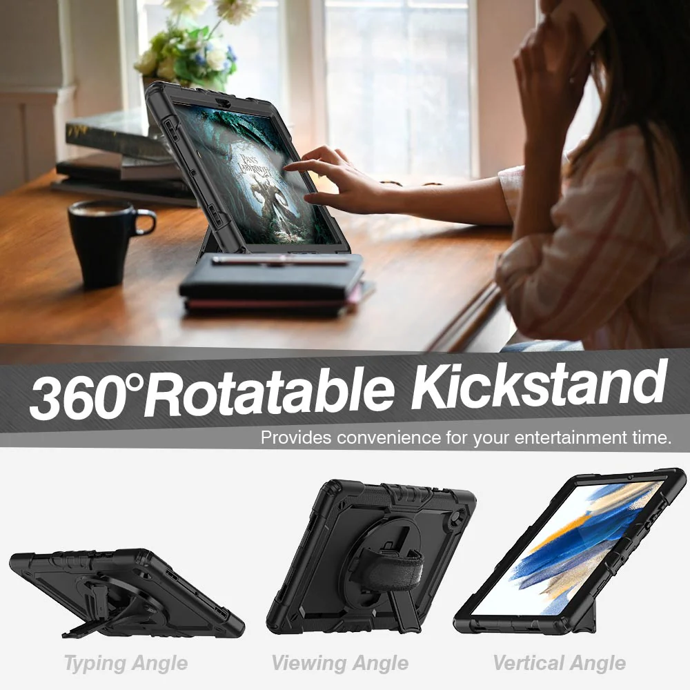 GEN-SS-X205 | Samsung Galaxy Tab A8 SM-X200 / X205 | Rainproof military grade rugged case with hand strap and kick-stand - Image 11