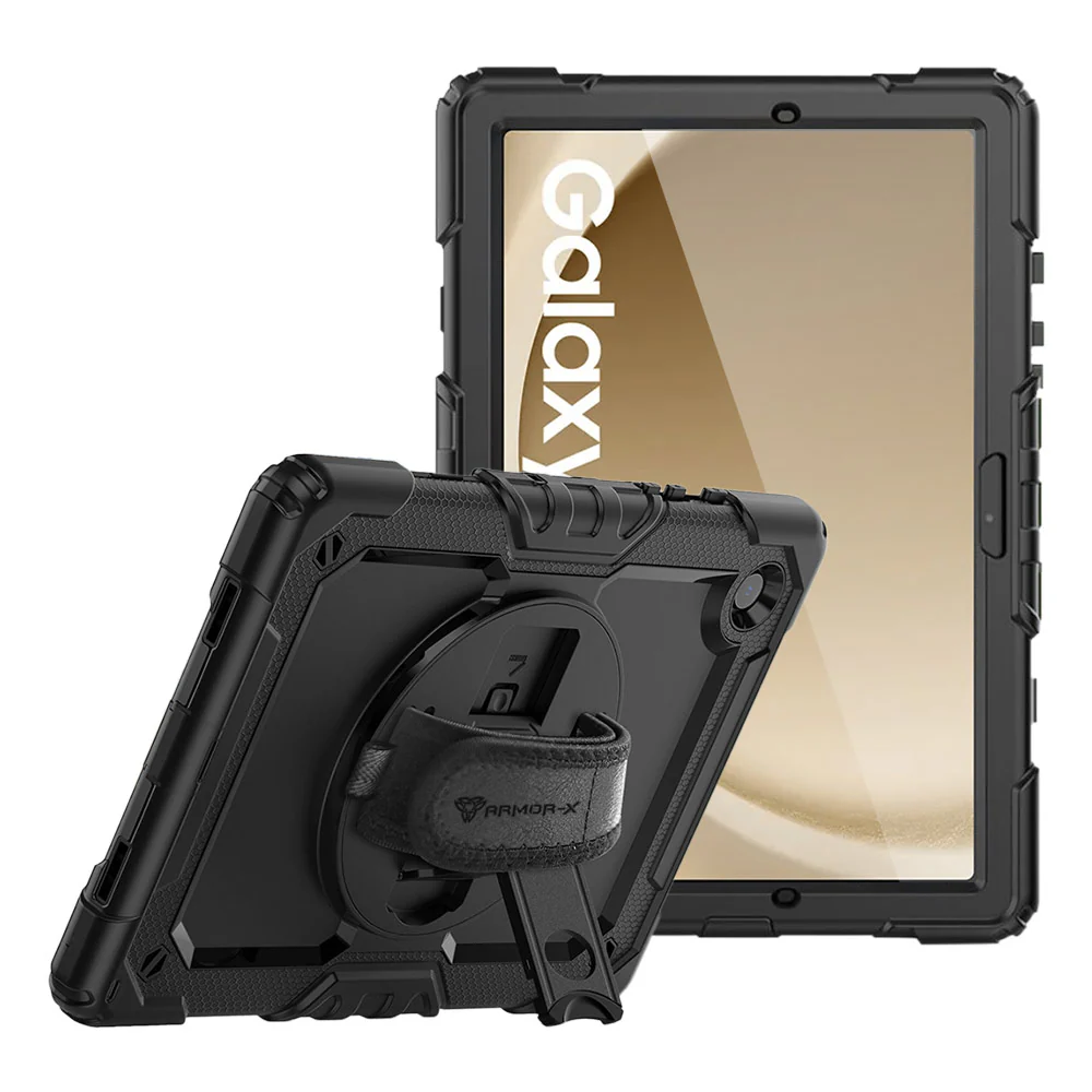 GEN-SS-X210 | Samsung Galaxy Tab A9+ A9 Plus ( 11" ) SM-X210 / SM-X215 / SM-X216 | Rainproof military grade rugged case with hand strap and kick-stand