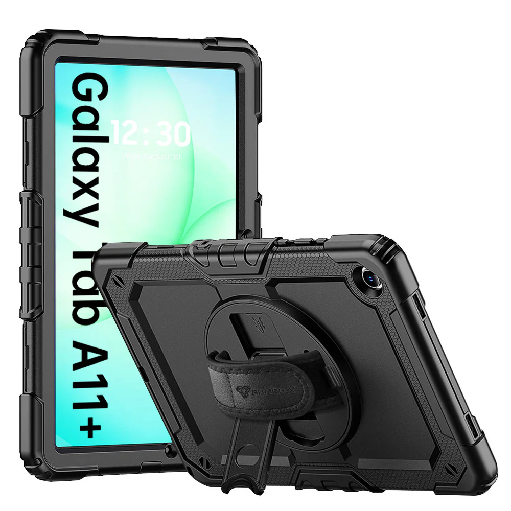GEN-SS-X230 | Samsung Galaxy Tab A11+ A11 Plus ( 11" ) SM-X230 / SM-X235 / SM-X236 / SM-X238 | Rainproof military grade rugged case with hand strap and kick-stand