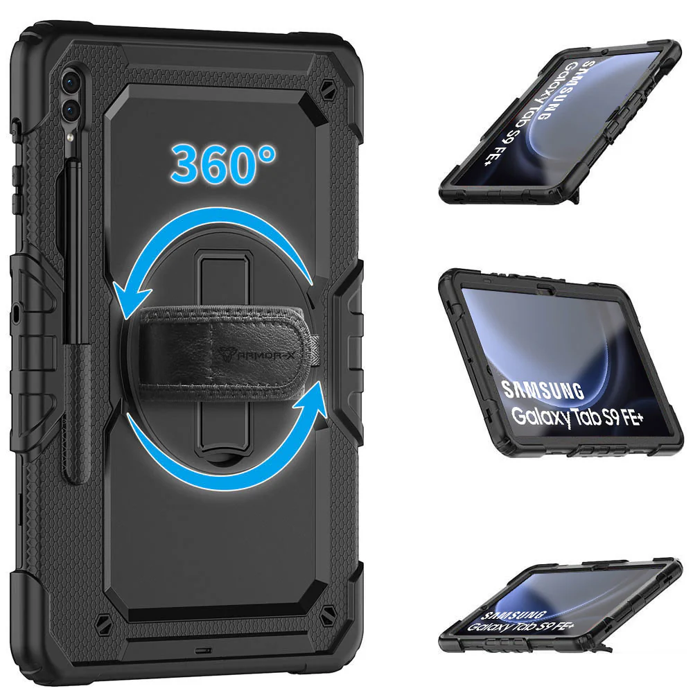 GEN-SS-X610 | Samsung Galaxy Tab S9 FE+ S9 FE Plus SM-X610 X616 X618 | Rainproof military grade rugged case with hand strap and kick-stand - Image 10