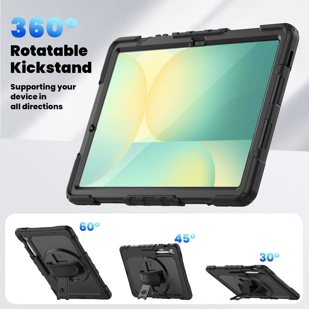 GEN-SS-X620 | Samsung Galaxy Tab S10 FE+ S10 FE Plus SM-X620 X626 X628 | Rainproof military grade rugged case with hand strap and kick-stand - Image 10