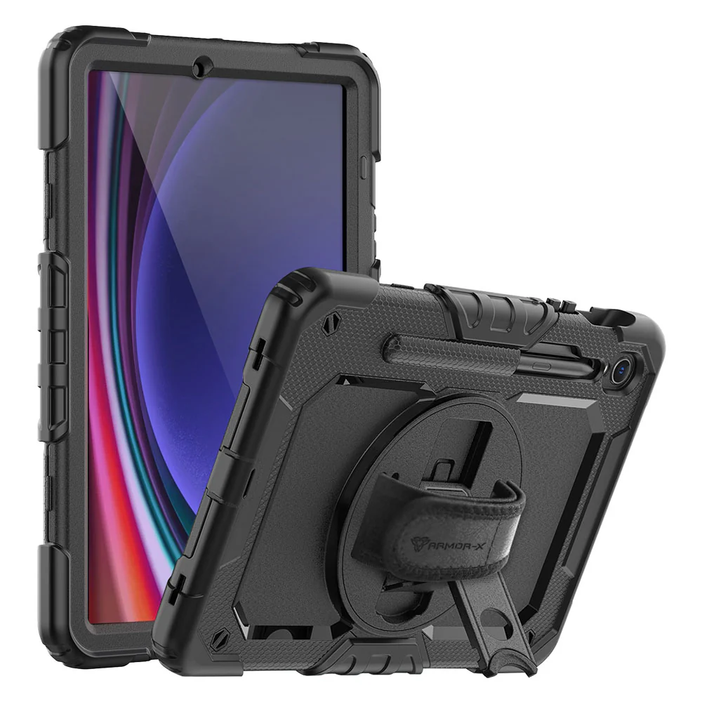 GEN-SS-X710 | Samsung Galaxy Tab S9 SM-X710 / X716 / X718 | Rainproof military grade rugged case with hand strap and kick-stand