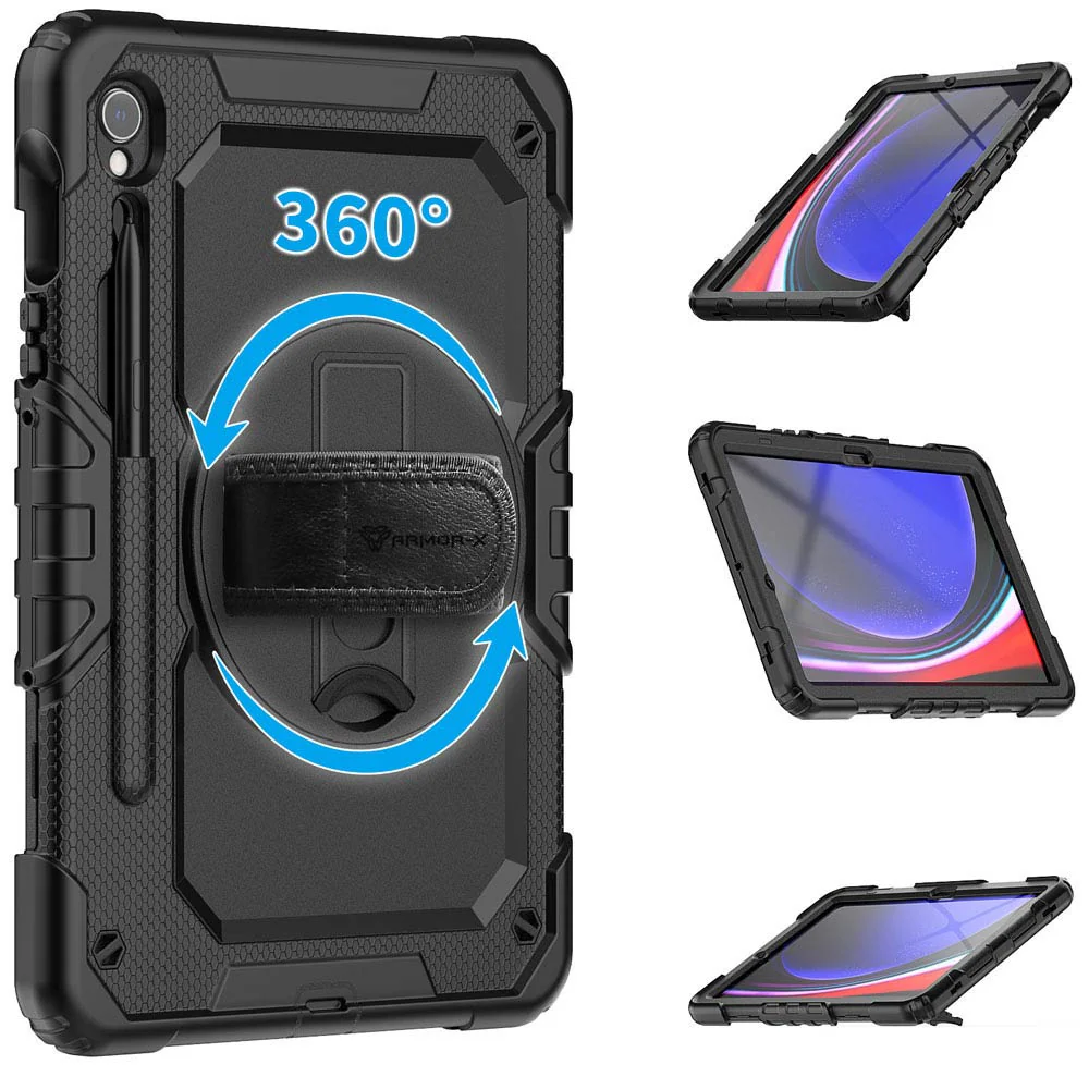 GEN-SS-X710 | Samsung Galaxy Tab S9 SM-X710 / X716 / X718 | Rainproof military grade rugged case with hand strap and kick-stand - Image 10