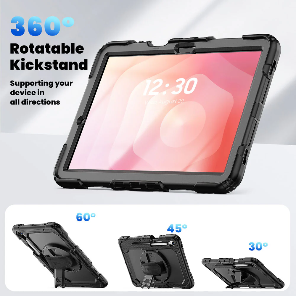 GEN-SS-X730 | Samsung Galaxy Tab S11 SM-X730 / X736 / X738 | Rainproof military grade rugged case with hand strap and kick-stand - Image 10