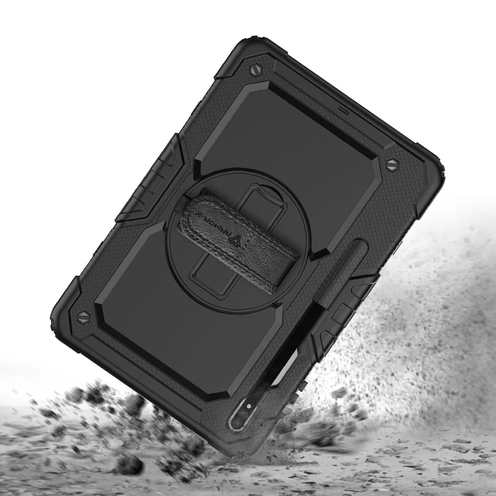 GEN-SS-X800 | Samsung Galaxy Tab S8+ S8 Plus SM-X800 / X806 & S7+ / S7 FE | Rainproof military grade rugged case with hand strap and kick-stand - Image 8