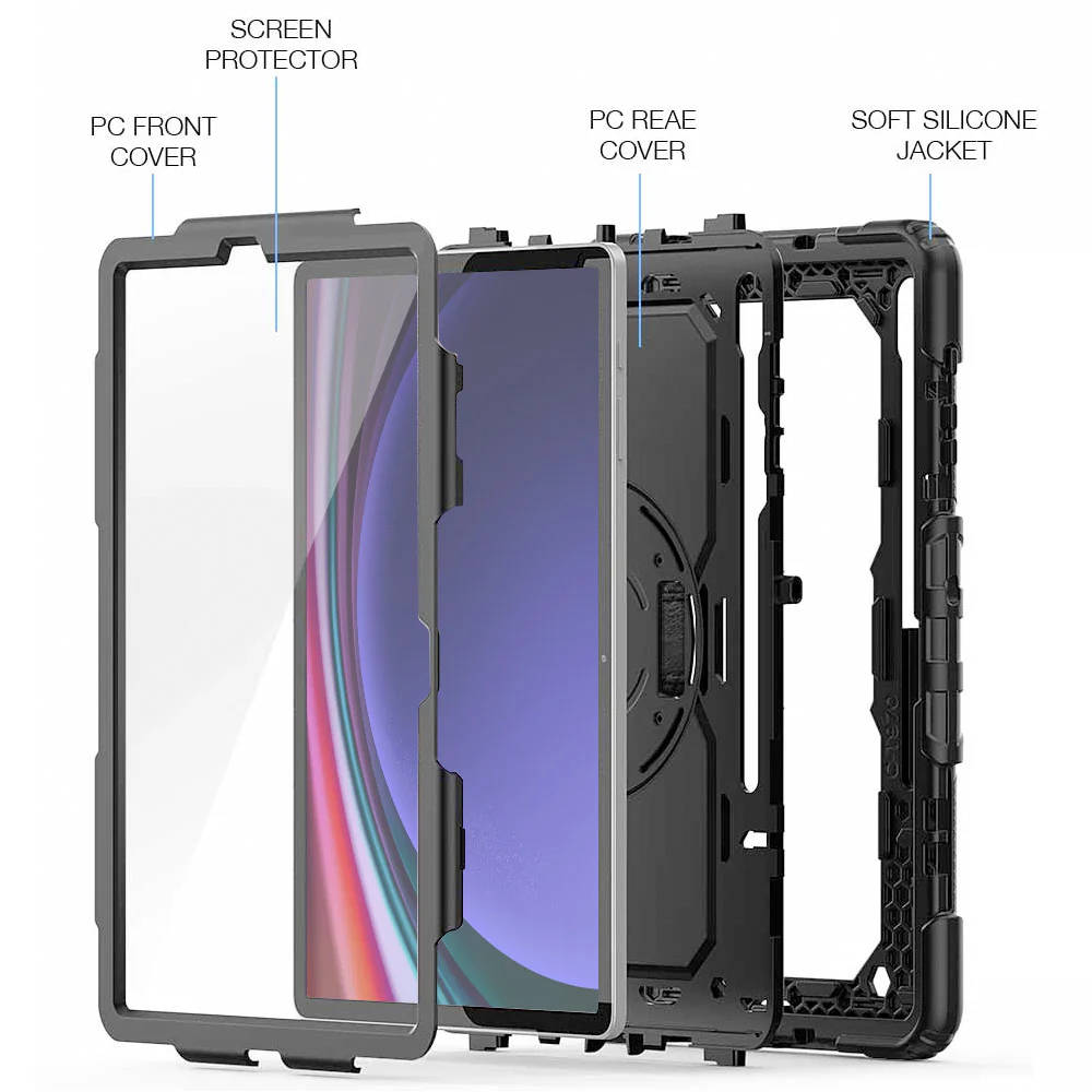 GEN-SS-X810 | Samsung Galaxy Tab S10+ S10 Plus SM-X820 / X826B | Rainproof military grade rugged case with hand strap and kick-stand - Image 9