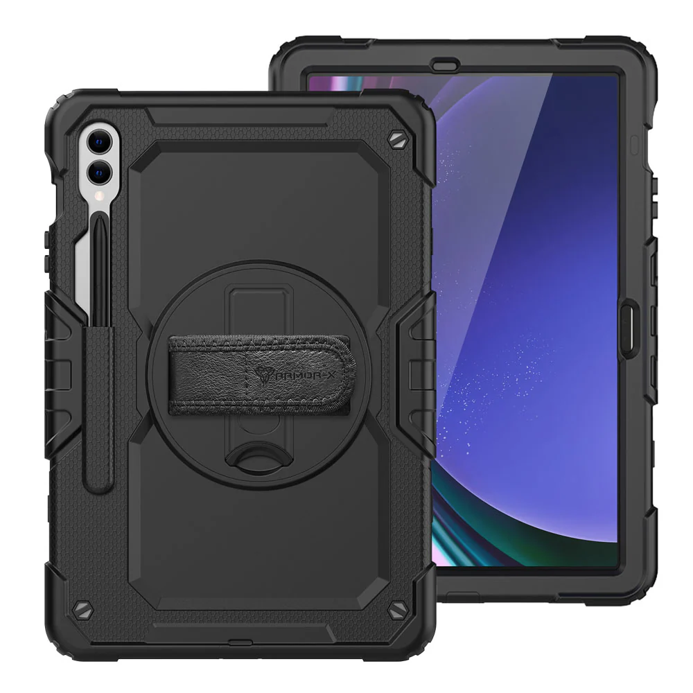 GEN-SS-X810 | Samsung Galaxy Tab S9+ S9 Plus SM-X810 / X816 / X818 | Rainproof military grade rugged case with hand strap and kick-stand