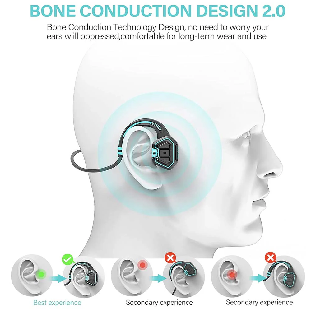 GO-X8 | IP68 Waterproof Wireless Bone Conduction MP3 Player Headphones - Image 5