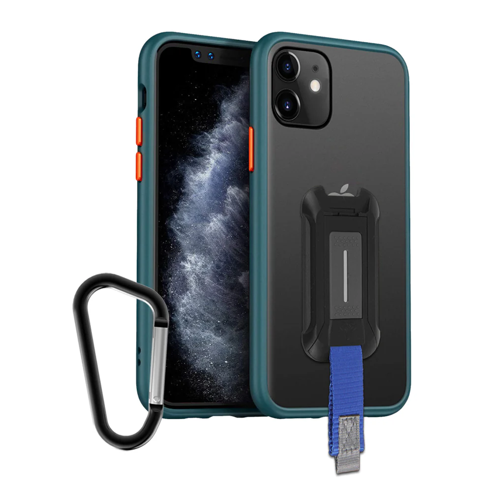 GX-IPH-11-GN | iPhone 11 Case 6.1 | Ultra Slim Hyper Shockproof Case w/ X-Mount & Carabiner -Green