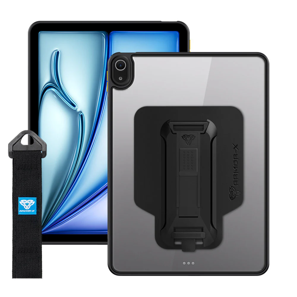 GXS-iPad-A4 | iPad Air 11 (M2) / (M3) / (M4) | Slim Anti-fall Protective Case with hand strap & kick-stand & X-Mount