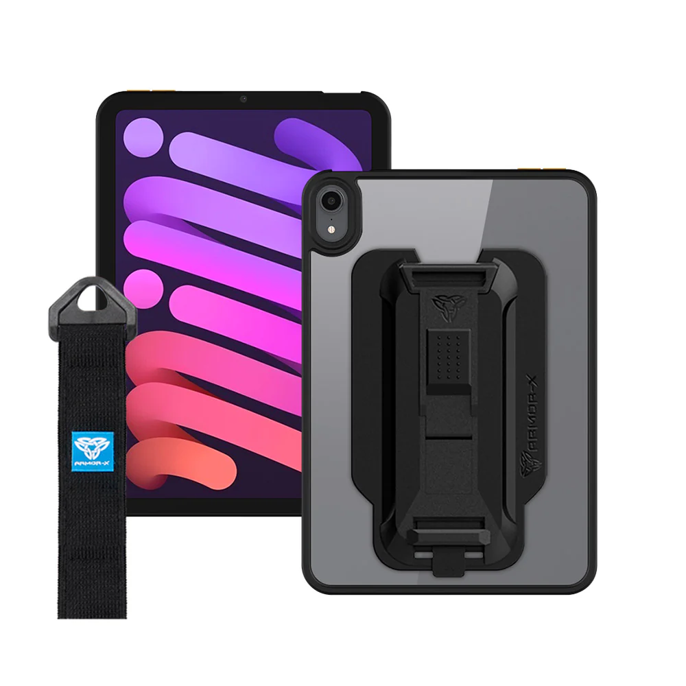 GXS-iPad-M6 | iPad mini 6 | Slim Anti-fall Protective Case with hand strap & kick-stand & X-Mount Supports Apple Pencil 2 Wireless Charging