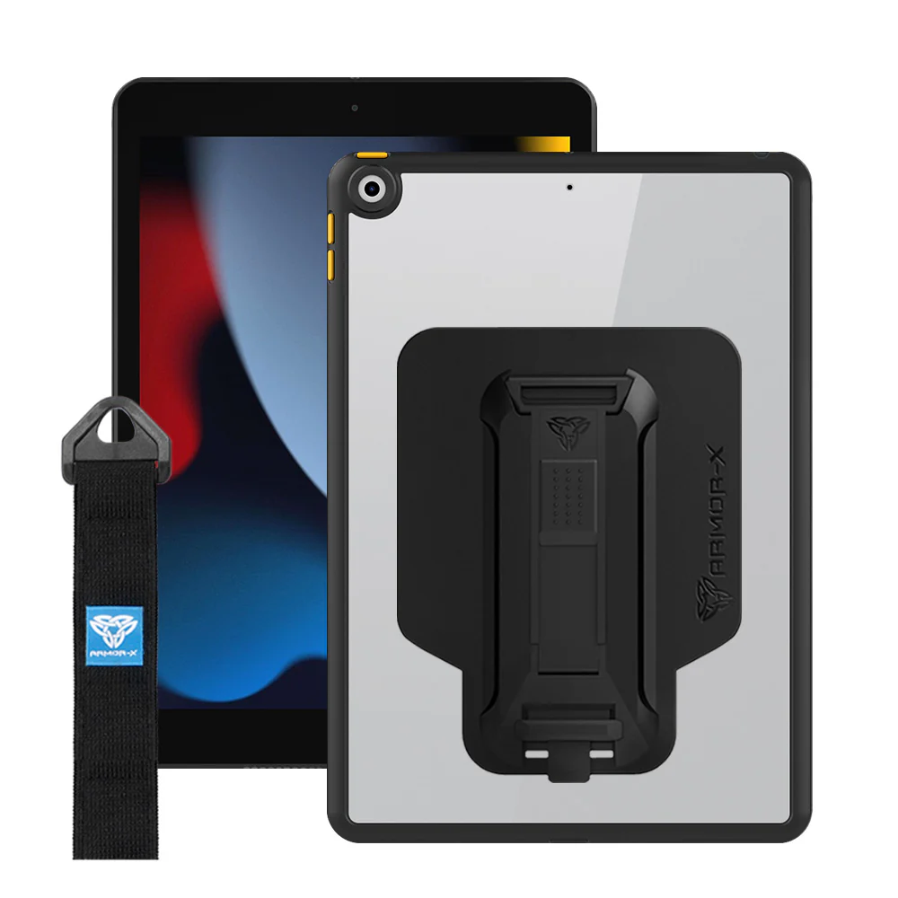 GXS-iPad-N3 | iPad 10.2 (7th & 8th & 9th Gen.) 2019 / 2020 / 2021 | Slim Anti-fall Protective Case with hand strap & kick-stand & X-Mount