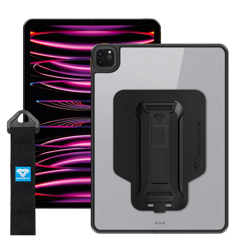 GXS-iPad-PR6 | iPad Pro 11 ( 2nd / 3rd / 4th Gen. ) 2020 / 2021 / 2022 | Slim Anti-fall Protective Case with hand strap & kick-stand & X-Mount