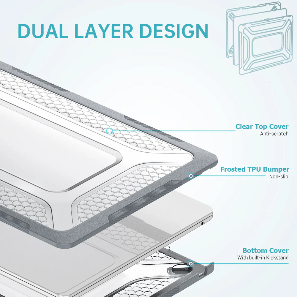 HC-MB-A15 | MacBook Air 15" 2023 / 2024 / 2025 / 2026 (M2 A2941 / M3 A3114 / M4 A3241 / M5 A3448) | Heavy Duty Slim Hard Shell Dual Layer Protective Cover - Image 2