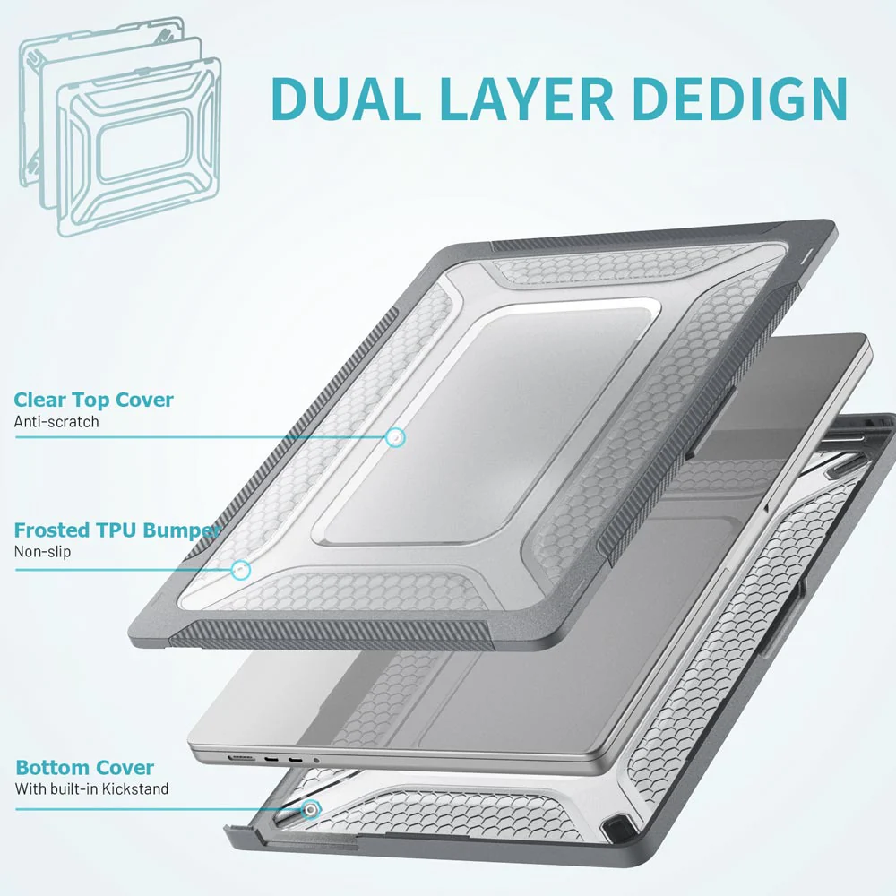 HC-MB-P14 | MacBook Pro 14" 2021 / 2023 / 2024 / 2025 / 2026 (M1 Pro/Max A2442 / M2 A2779 / M3 A2918 A2992 / M4 A3112 A3185 A3401 / M5 A3434 / M5 Pro A3426 / M5 Max A3427) | Heavy Duty Slim Hard Shell Dual Layer Protective Cover - Image 2