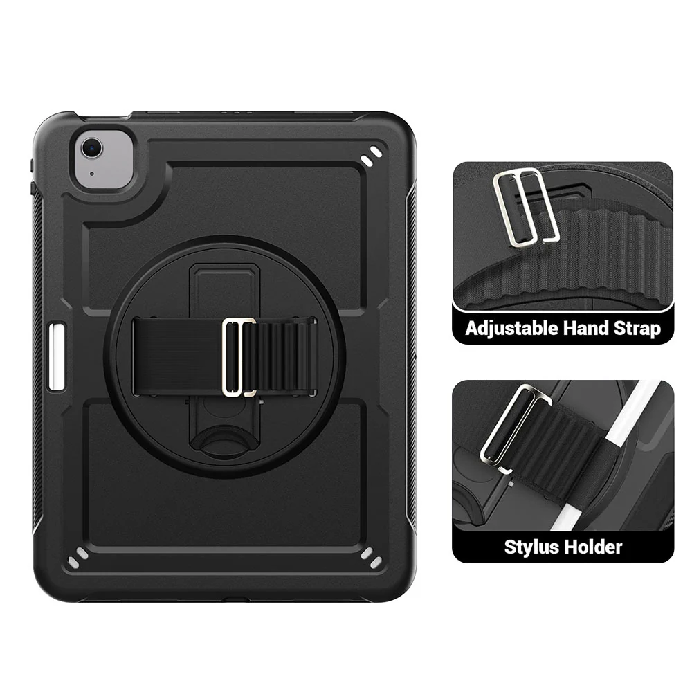 HEN-iPad-A6 | iPad Air 13 (M2) / (M3) / (M4) | 2 Layers Protective Rugged Case with Loopback Hand Strap and Kick-stand - Image 10