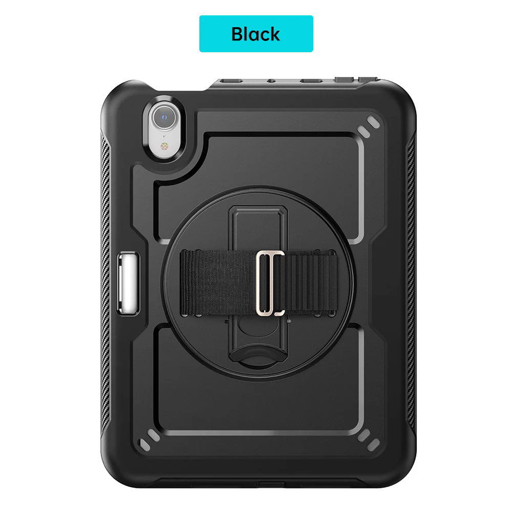 HEN-iPad-M6 | iPad mini (A17 Pro) | 2 Layers Protective Rugged Case with Loopback Hand Strap and Kick-stand - Image 10