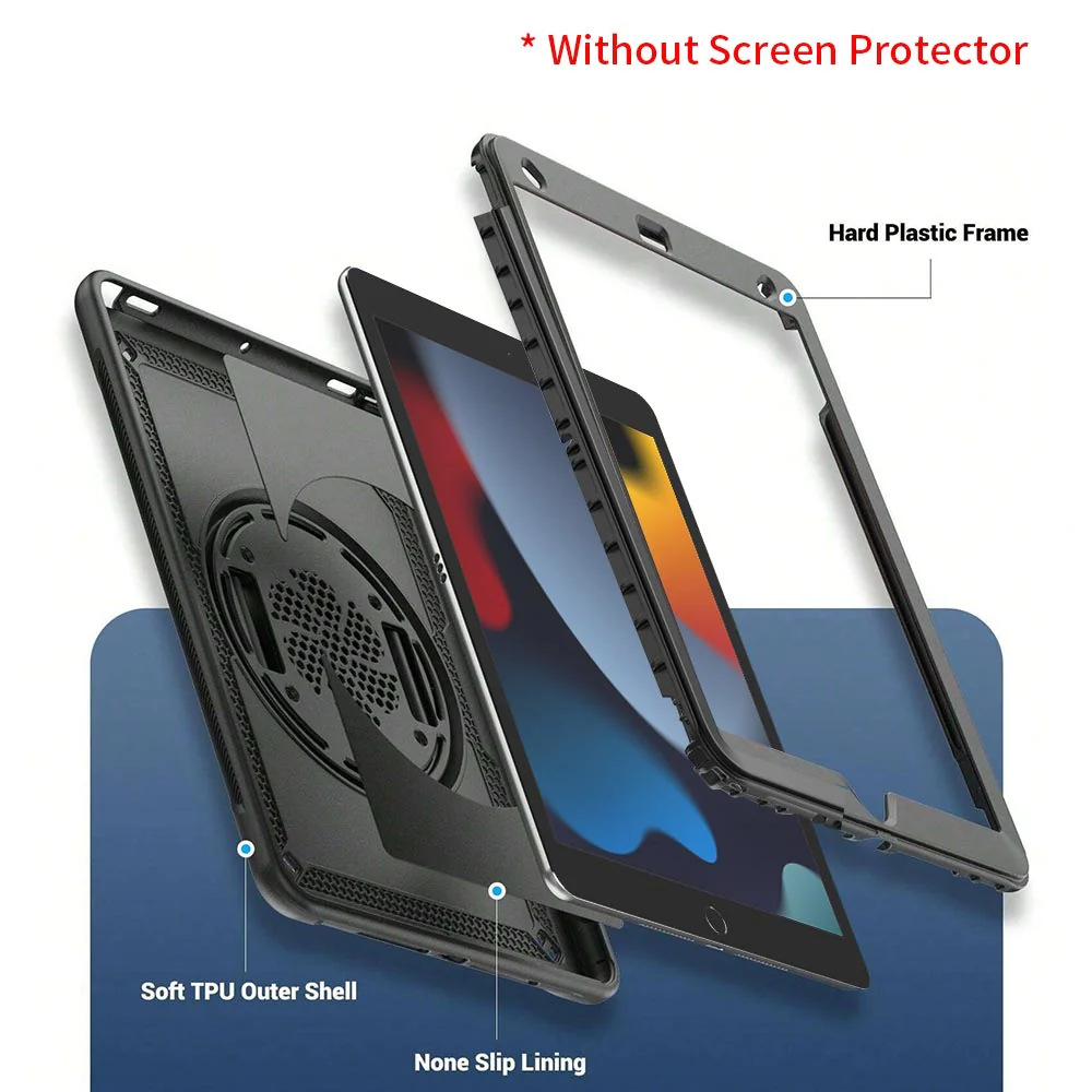 HEN-iPad-N3 | iPad Pro 10.5 2017 | 2 Layers Protective Rugged Case with Loopback Hand Strap and Kick-stand - Image 8