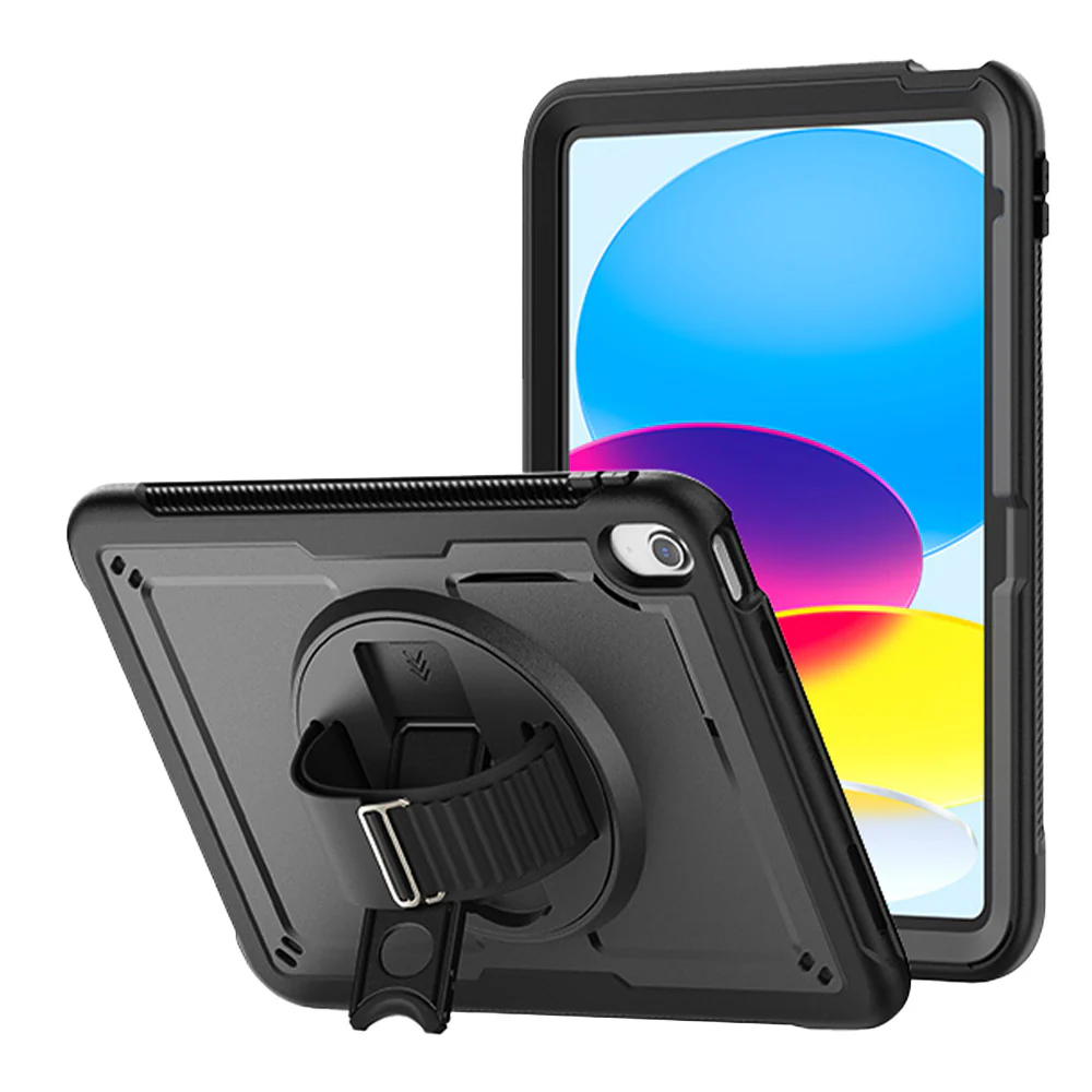 HEN-iPad-N5 | iPad 11-Inch (11th Gen / A16) | 2 Layers Protective Rugged Case with Loopback Hand Strap and Kick-stand