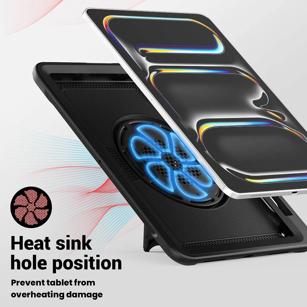 HEN-iPad-PR10 | iPad Pro 13 (M4) / (M5) | 2 Layers Protective Rugged Case with Loopback Hand Strap and Kick-stand - Image 8