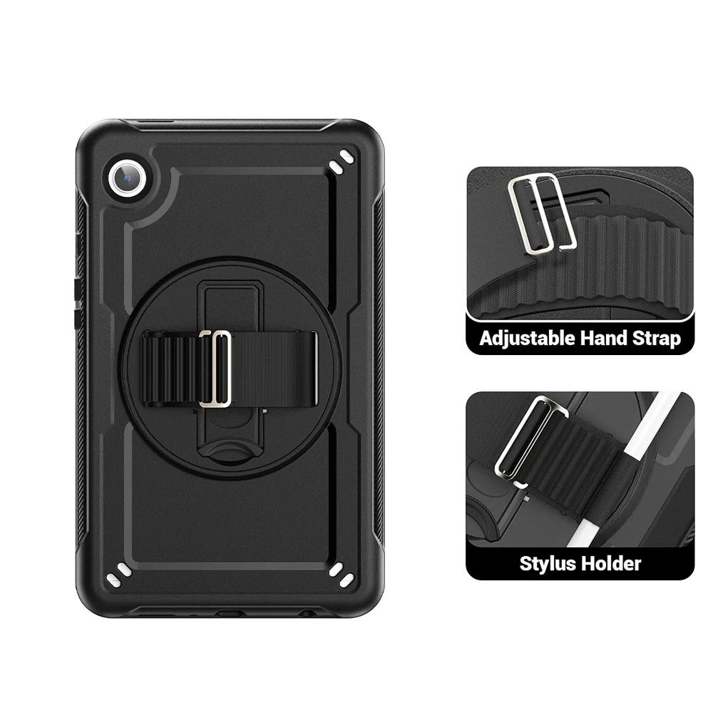 HEN-SS-X110 | Samsung Galaxy Tab A9 ( 8.7" ) SM-X110 / SM-X115 | 2 Layers Protective Rugged Case with Loopback Hand Strap and Kick-stand - Image 10