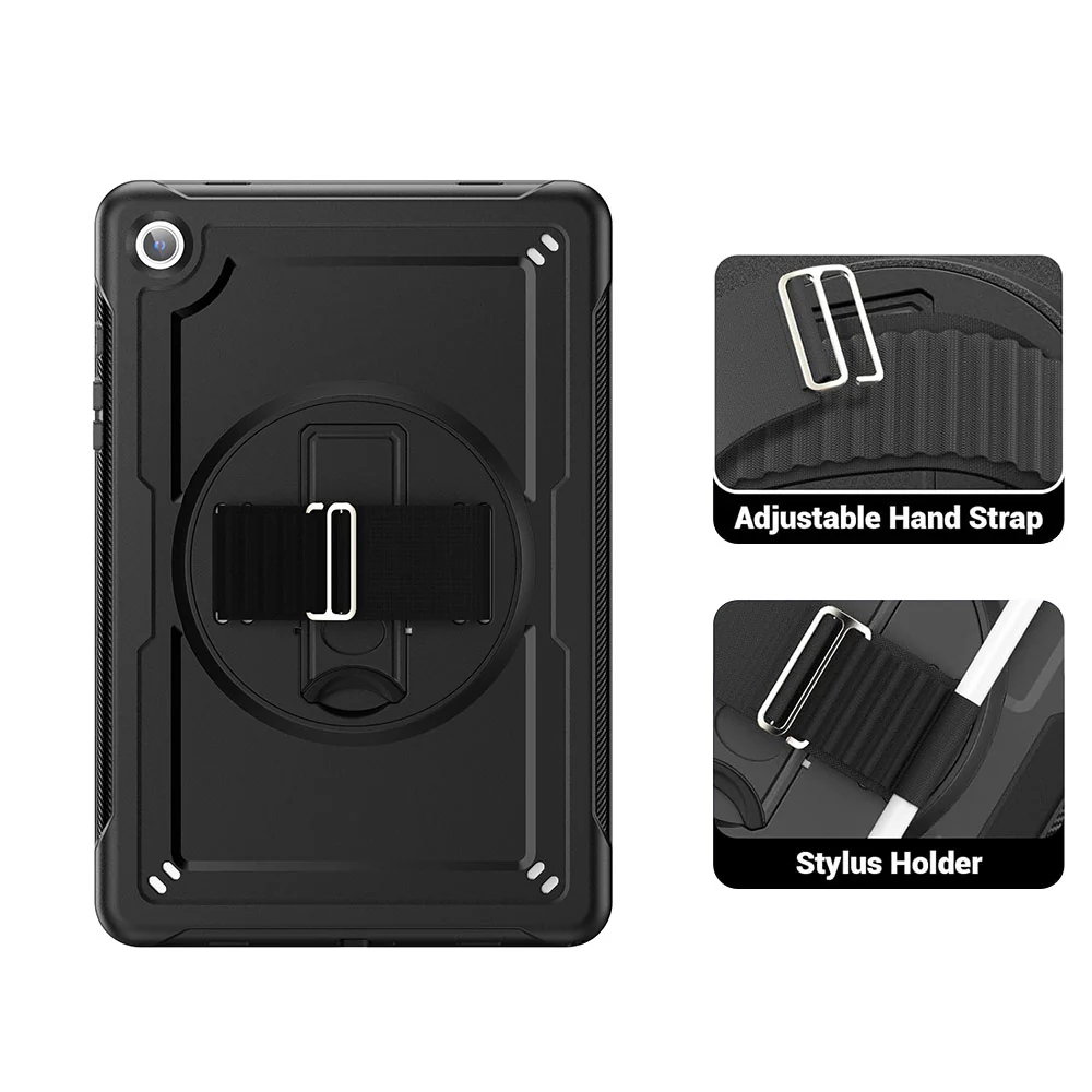 HEN-SS-X210 | Samsung Galaxy Tab A9+ A9 Plus ( 11" ) SM-X210 / SM-X215 / SM-X216 | 2 Layers Protective Rugged Case with Loopback Hand Strap and Kick-stand - Image 9