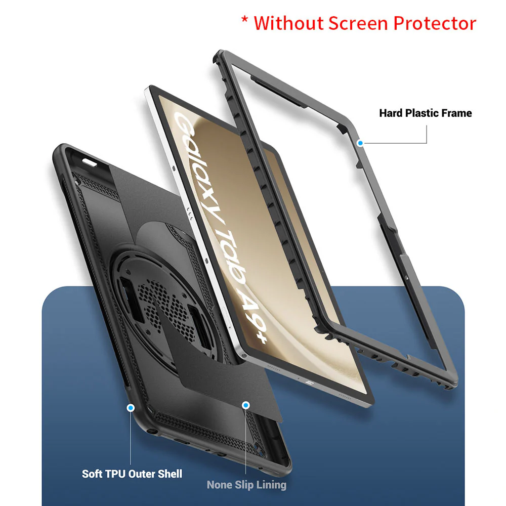 HEN-SS-X230 | Samsung Galaxy Tab A11+ A11 Plus ( 11" ) SM-X230 / SM-X235 / SM-X236 / SM-X238 | 2 Layers Protective Rugged Case with Loopback Hand Strap and Kick-stand - Image 7