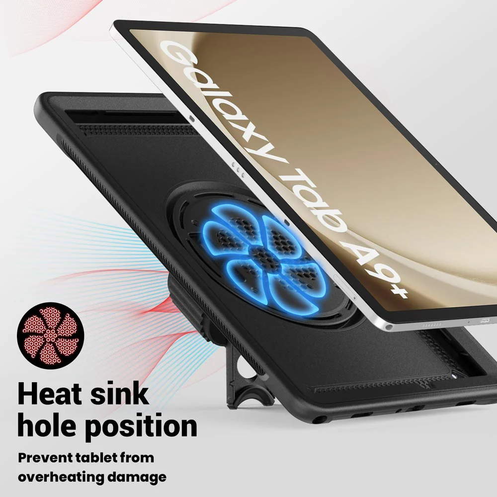 HEN-SS-X230 | Samsung Galaxy Tab A11+ A11 Plus ( 11" ) SM-X230 / SM-X235 / SM-X236 / SM-X238 | 2 Layers Protective Rugged Case with Loopback Hand Strap and Kick-stand - Image 8