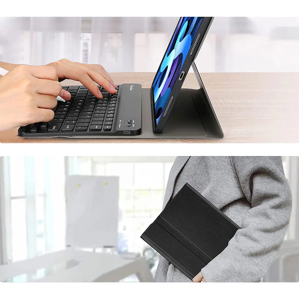HKV-iPad-A4 | iPad Air 4 2020 / iPad Air 5 2022 | Detachable Keyboard Case with PU leather Folio Cover - Image 6