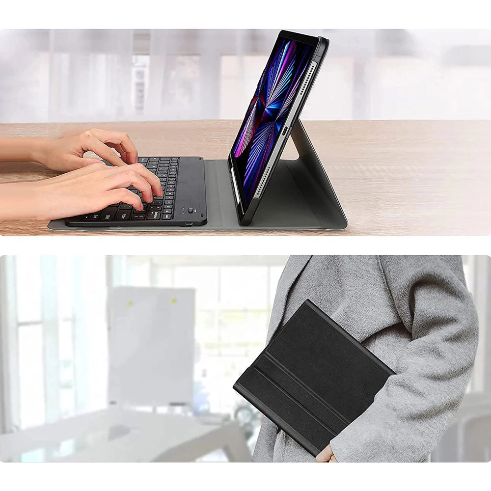 HKV-iPad-A5 | iPad Air 11 (M2) / (M3) / (M4) | Detachable Keyboard Case with PU leather Folio Cover - Image 6