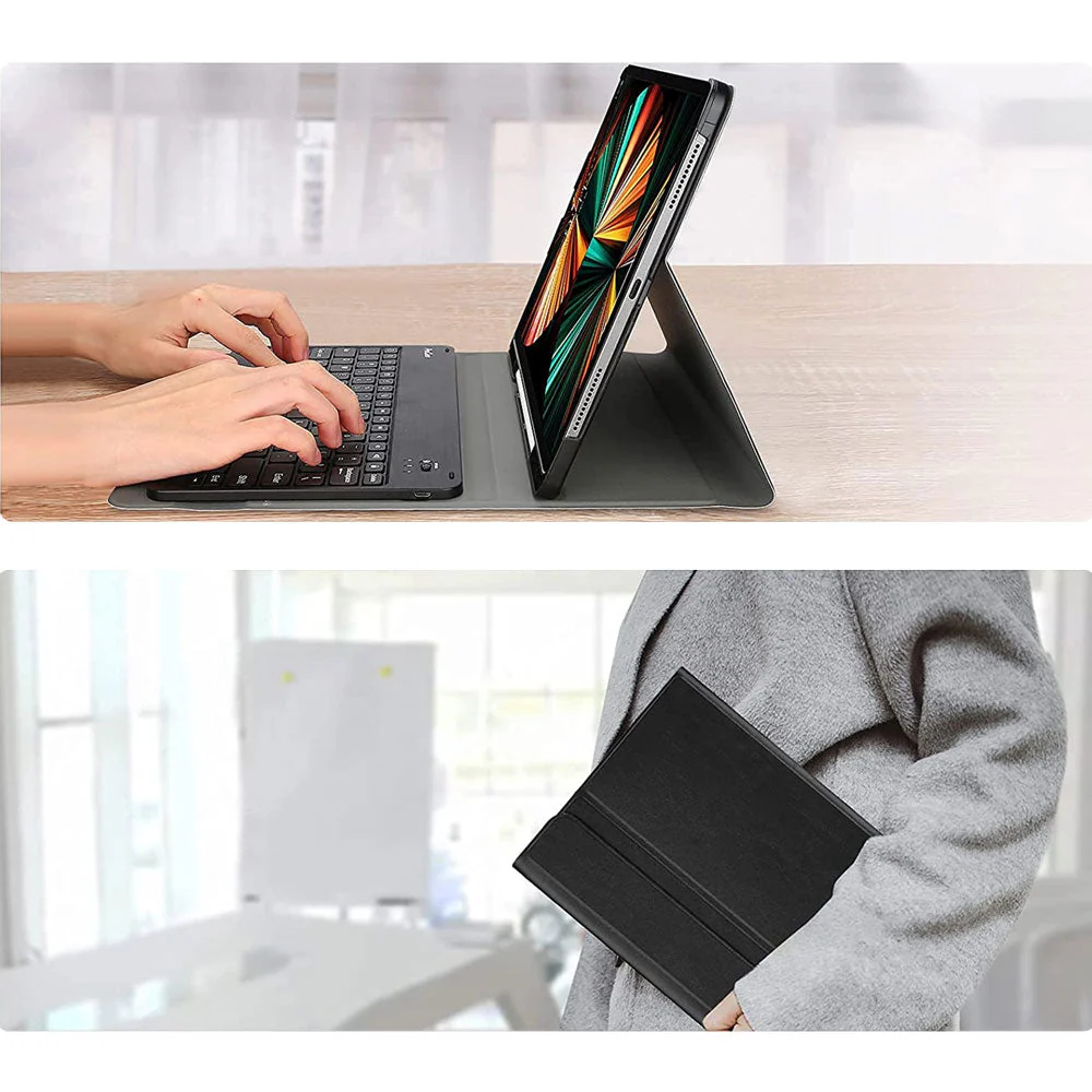 HKV-iPad-A6 | iPad Air 13 (M2) / (M3) / (M4) | Detachable Keyboard Case with PU leather Folio Cover - Image 5