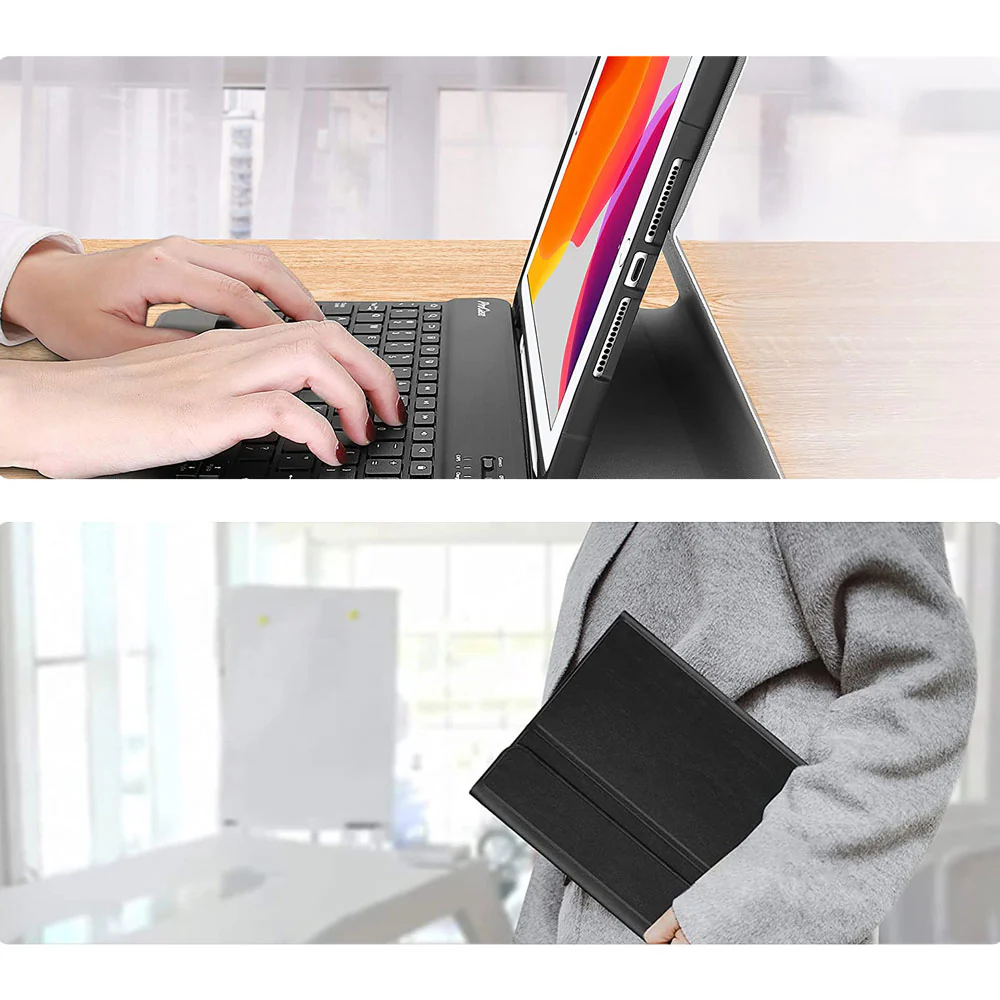 HKV-iPad-N3 | iPad 10.2 (7th & 8th & 9th Gen.) 2019 / 2020 / 2021 | Detachable Keyboard Case with PU leather Folio Cover - Image 6