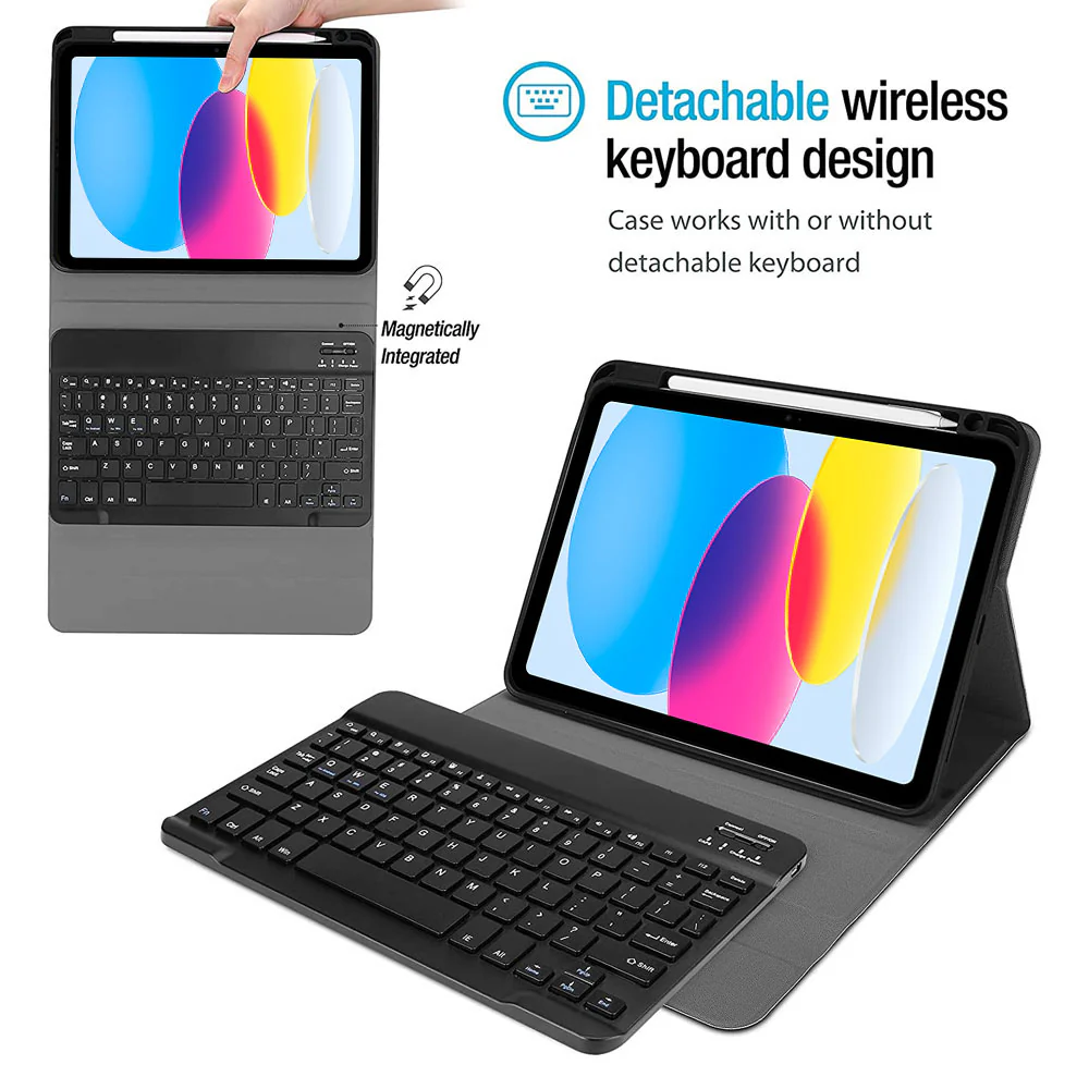 HKV-iPad-N5 | iPad 11-Inch (11th Gen / A16) | Detachable Keyboard Case with PU leather Folio Cover - Image 2