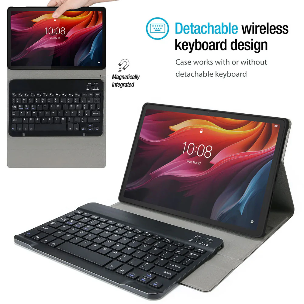 HKV-LN-K11PL | Lenovo Tab K11 Plus TB352 | Detachable Keyboard Case with PU leather Folio Cover - Image 2