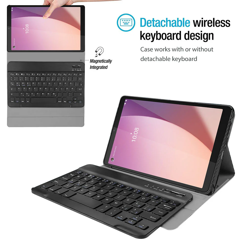 HKV-LN-M8G4 | Lenovo Tab M8 (4th Gen) 2024 TB301 / TB300 | Detachable Keyboard Case with PU leather Folio Cover - Image 2