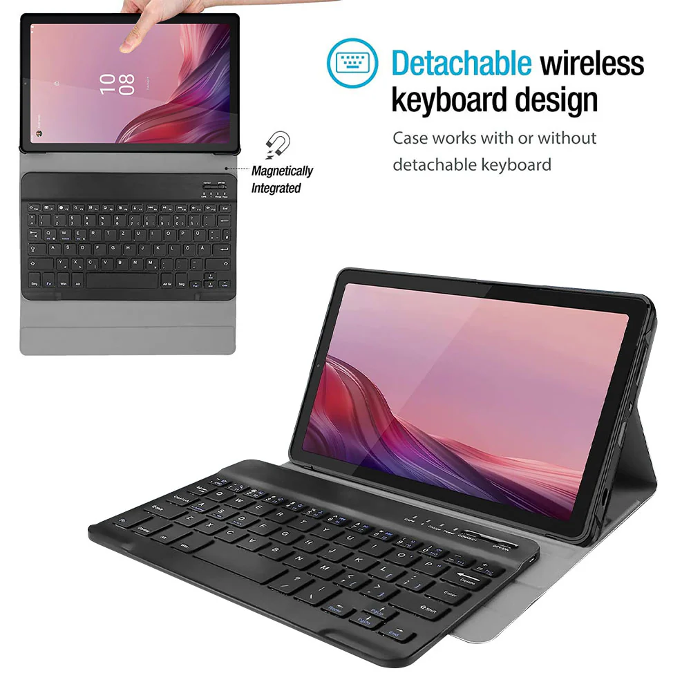 HKV-LN-M9 | Lenovo Tab M9 TB310 | Detachable Keyboard Case with PU leather Folio Cover - Image 2