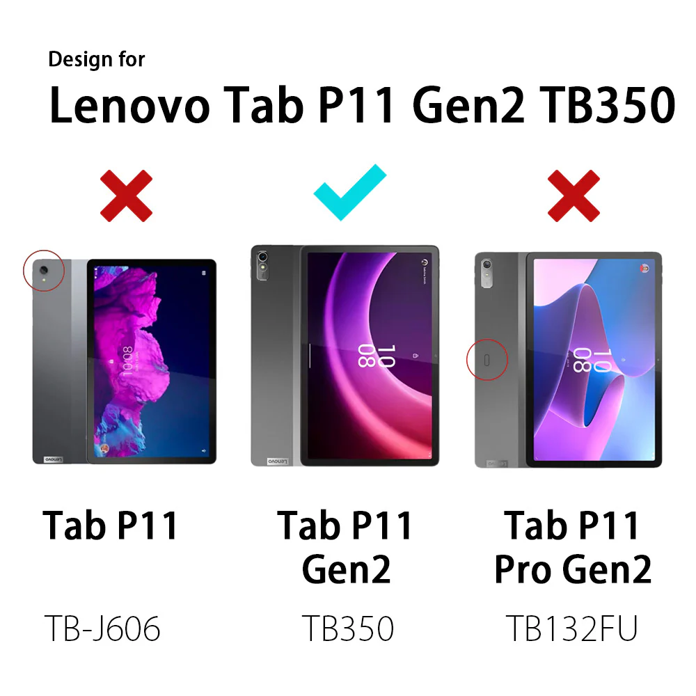 HKV-LN-P11G2 | Lenovo Tab P11 Gen 2 TB350 | Detachable Keyboard Case with PU leather Folio Cover - Image 4
