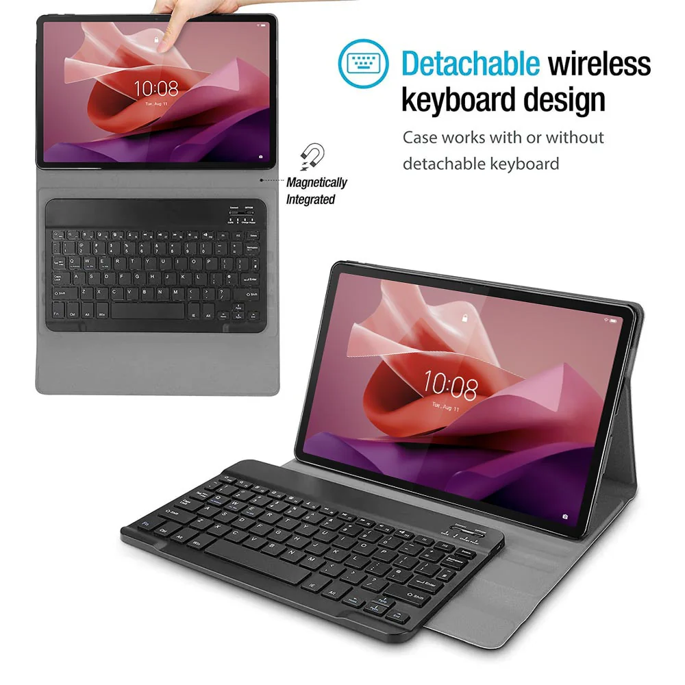 HKV-LN-P12 | Lenovo Tab P12 TB370 | Detachable Keyboard Case with PU leather Folio Cover - Image 2